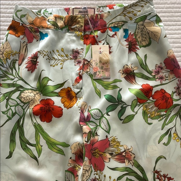 Johnny Was Pants - Johnny Was Workshop $298 MSP 💯 Silk Wide Leg Floral Palazzo Pale Blue Red Green
